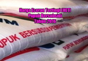 harga eceran pupuk subsidi 2016